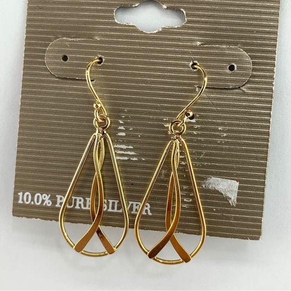 Danecraft 24k Gold over Silver Teardrop Earrings - Picture 4 of 6